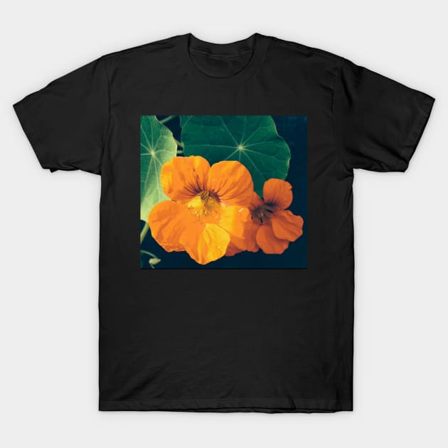 Cheerul Orange Nasturtium and the Star Leaf T-Shirt by Photomersion